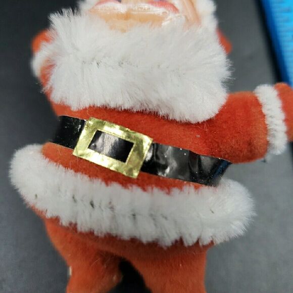 MCM Santa Claus Christmas Kitsch Floral Pick Flocked Vintage Mid Century Modern - Picture 5 of 16